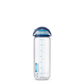 Back view of 750ml HydraPak Recon™ water bottle with twist cap, bail handle and measurement markings – Navy/Cyan